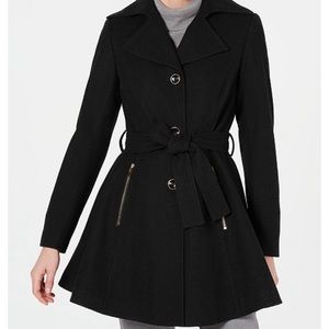 I.N.C. Large Skirted Walker Wool Peacoat in Black